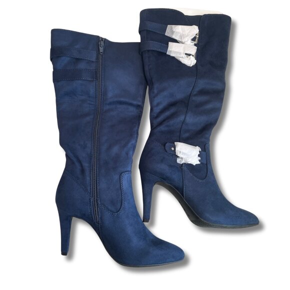 Rialto Cahoon Buckle Stiletto Heel Fall Winter Dress Boot Midnight Dark Blue 6.5 - Picture 4 of 4